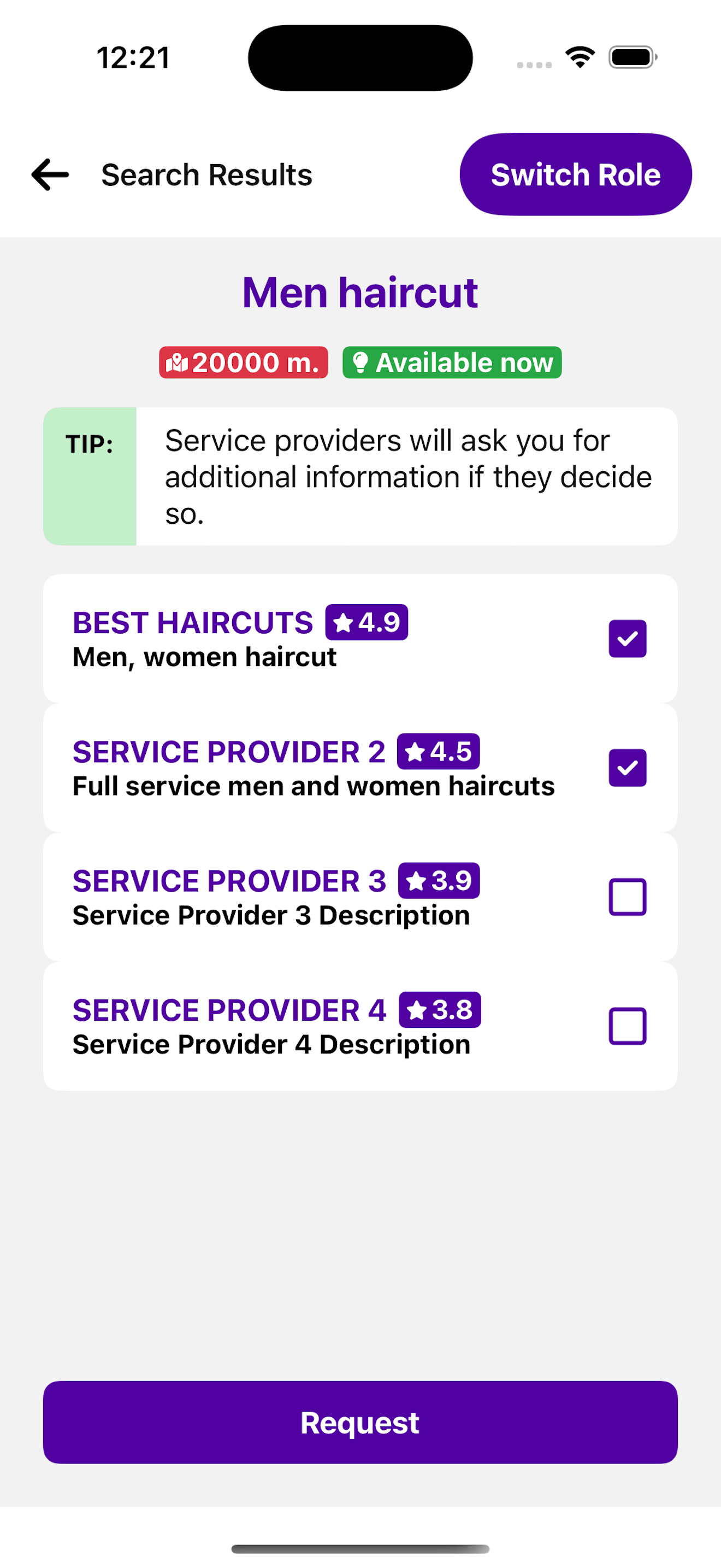Demands.app // Service connection in real time